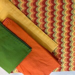 Crate&Barrel Green, Orange & Yellow Napkin and Placemat Set